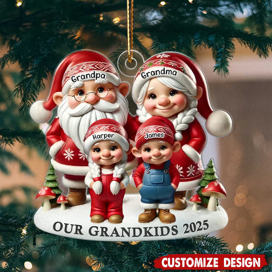 Grandma Grandpa And Grandkids Christmas Personalized Acrylic Ornament