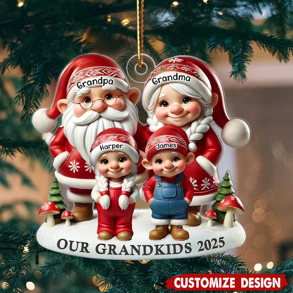 Grandma Grandpa And Grandkids Christmas Personalized Acrylic Ornament